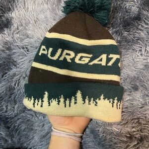 Brown and Green Knit Hat
